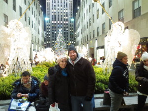 Enjoying a Christmas tradition in Rockefeller Center, New York, 2012.
