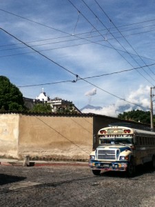 El Fuego erupting in the background.