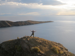 At the furthest point on the north side of the island.