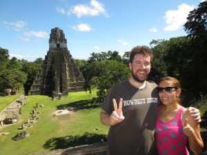 Leslie and I standing on one temple and in front of another. 