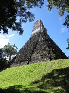 Big temple from below in Tikal. 