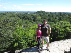 Leslie and I above the tree line in Tikal. 