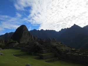 Huayna Picchu Mountain and some ruins. 