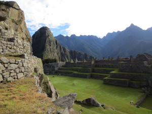 Huayna Picchu Mountain with some ruins. 