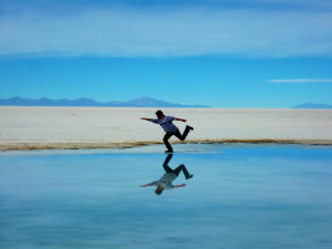 The water acts like a perfect mirror!