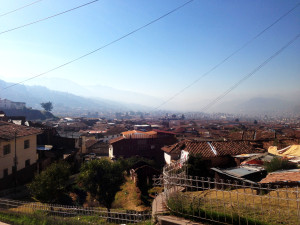 View of Cusco from the Puesto de Salud Picchu la Rinconada...