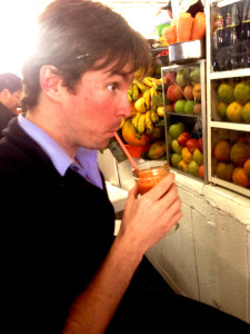 Sipping on some juice at the market. 