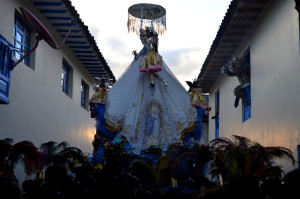 The Virgin del Carmen processing down the town.
