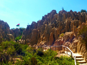 Moon Valley with Bolivian flag