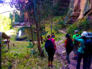 Hiking down into the picnic area